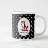 行くぞ!(ウォーク)ビーグル犬(トリカラー3)かわいい ジャンボコーヒーマグカップ (右)