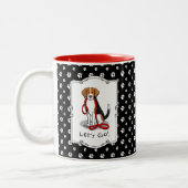行くぞ！（ウォーク）ビーグル犬（トリカラー3）かわいい ツートーンマグカップ (左)
