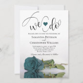 行くぞ！エレガントティール（緑がかった色）バラロマン結婚ティック 招待状 (正面)