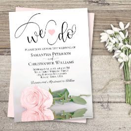 行くぞ!エレガント赤面ピンクローズロマン結婚ティック 招待状