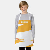 行くぞ！オレンジ色の渦巻き エプロン (着用した状態)