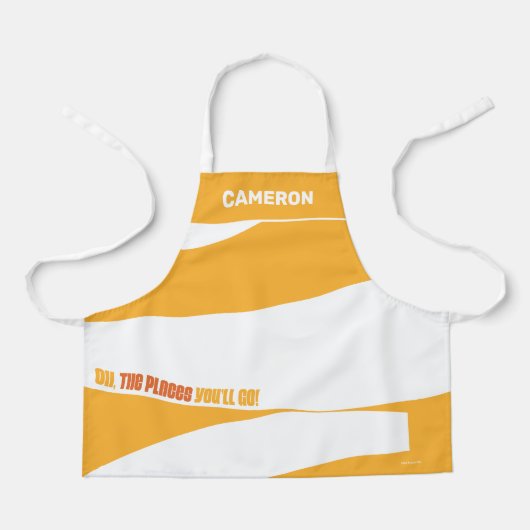 行くぞ！オレンジ色の渦巻き エプロン (正面)