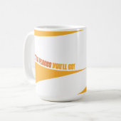 行くぞ!オレンジ色の渦巻き コーヒーマグカップ (正面左)