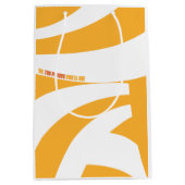 行くぞ！オレンジ色の渦巻き ミディアムペーパーバッグ (正面)