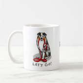 行くぞ！オーストラリア羊飼い（ブルーメルルタン/w 1） コーヒーマグカップ (左)