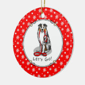 行くぞ！オーストラリア羊飼い（ブルーメルルタン/w 1） セラミックオーナメント (左)