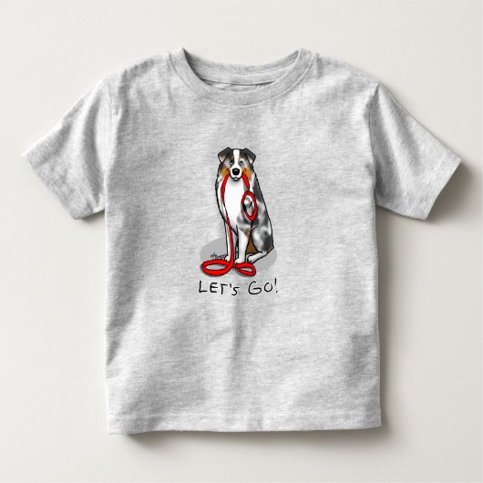 行くぞ！オーストラリア羊飼い（ブルーメルルタン/w 1） トドラーTシャツ (正面)