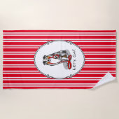 行くぞ!オーストラリア羊飼い(ブルーメルルタン/w 1) ビーチタオル (正面)