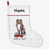 行くぞ！オーストラリア羊飼い（ブルーメルルタン/w 1） ラージクリスマスストッキング (正面)