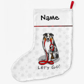 行くぞ！オーストラリア羊飼い（ブルーメルルタン/w 1） ラージクリスマスストッキング (裏面)