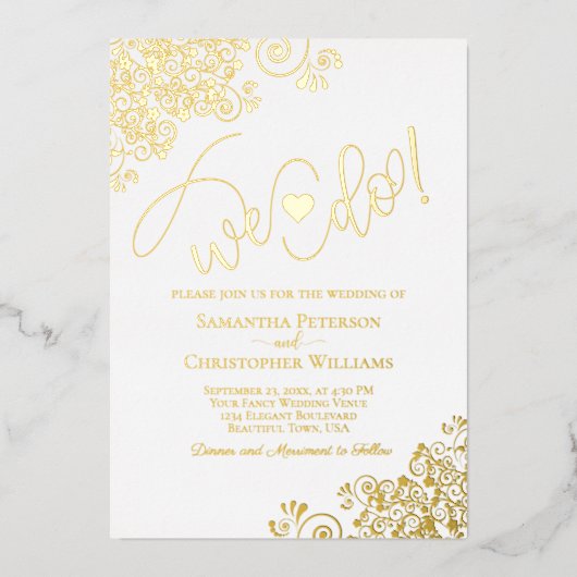 行くぞ!スクリプモダント&かわいいハート結婚ズ 箔招待状 (正面)