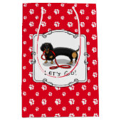 行くぞ!ダクシュントおもしろい犬 ミディアムペーパーバッグ (正面)