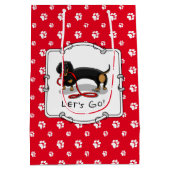 行くぞ!ダクシュントおもしろい犬 ミディアムペーパーバッグ (裏面)