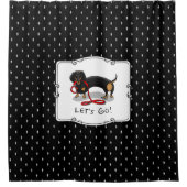 行くぞ!ダシュントおもしろい犬 シャワーカーテン (正面)