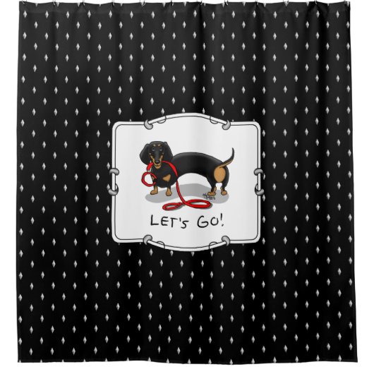 行くぞ!ダシュントおもしろい犬 シャワーカーテン (正面)