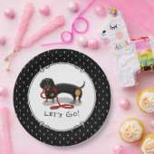 行くぞ！ダシュント犬（黒とタン）おもしろいかわいい ペーパープレート (パーティー)