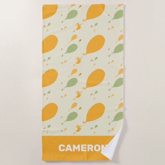 行くぞ！バルーンの輪郭パターン ビーチタオル (正面)