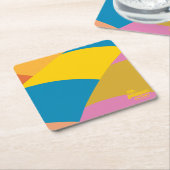 行くぞ！バロカラフルーストライプン スクエアペーパーコースター (アングル)
