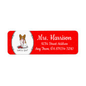 行くぞ！パピロン（白&赤）犬かわいい ラベル (正面)