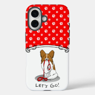 行くぞ!パピロン(白&赤)犬かわいい iPhone 16ケース