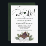 行くぞ!ピネコ素朴ン&ブランチ冬の結婚式 招待状<br><div class="desc">この美しい結婚式招待状は、白いサテンの弓で結ばれた松の枝と松の房を持つ素朴なデザインを特徴とする。見出しはスクリプ書トのレタリングと読てファンシー:私たちは行う!背中は深いの樹林緑。ロマンチックお洒落で、エレガントそして、この招待状は冬、屋外、または休日のテーマに最適結婚である。</div>