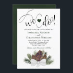 行くぞ!ピネコ素朴ン&ブランチ冬の結婚式 招待状<br><div class="desc">この美しい結婚式招待状は、白いサテンの弓で結ばれた松の枝と松の房を持つ素朴なデザインを特徴とする。見出しはスクリプ書トのレタリングと読てファンシー:私たちは行う!背中は深いの樹林緑。ロマンチックお洒落で、エレガントそして、この招待状は冬、屋外、または休日のテーマに最適結婚である。</div>