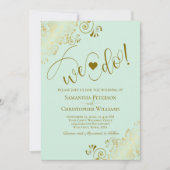 行くぞ!フリリエレガントミントグリーン&金ゴールドズ結婚 招待状 (正面)