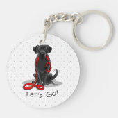 行くぞ！ブラックラブラドールレトリバー – かわいい犬 キーホルダー (裏面)