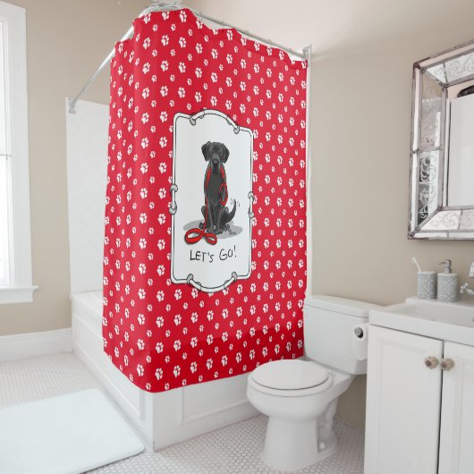 行くぞ!ブラックラブラドールレトリバー – かわいい犬 シャワーカーテン (インサイチュ)