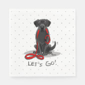 行くぞ！ブラックラブラドールレトリバー – かわいい犬 スタンダードランチョンナプキン (正面)