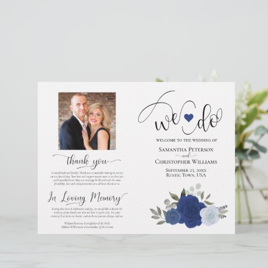 行くぞ!ブルーボホバラDIYフォールド結婚式 プログラム (スタンド正面)