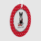 行くぞ!ボストンテリアードッグおもしろい(黒) オーナメント (正面)