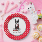 行くぞ！ボストンテリアードッグおもしろい（黒） ペーパープレート (パーティー)