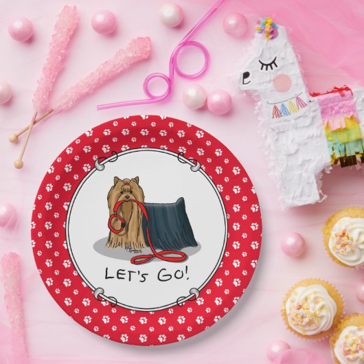 行くぞ！ヨークシャーテリアー(ヨークシャーテリア)ドッグウィリーシュ ペーパープレート (パーティー)