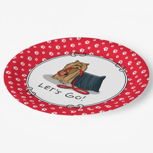 行くぞ!ヨークシャーテリアー(ヨークシャーテリア)ドッグウィリーシュ ペーパープレート (アングル)