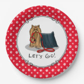 行くぞ！ヨークシャーテリアー(ヨークシャーテリア)ドッグウィリーシュ ペーパープレート (正面)