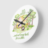 「行くぞ」レトロキャンパー・キャラバン ラウンド壁時計 (傾斜)