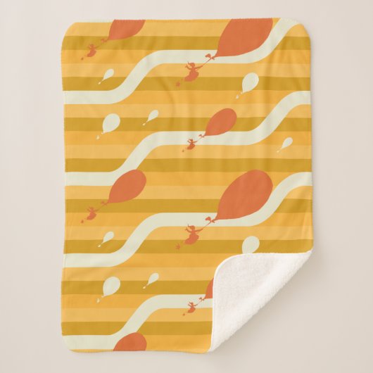 行くぞ！レトロバルーンパターン シェルパブランケット (正面)