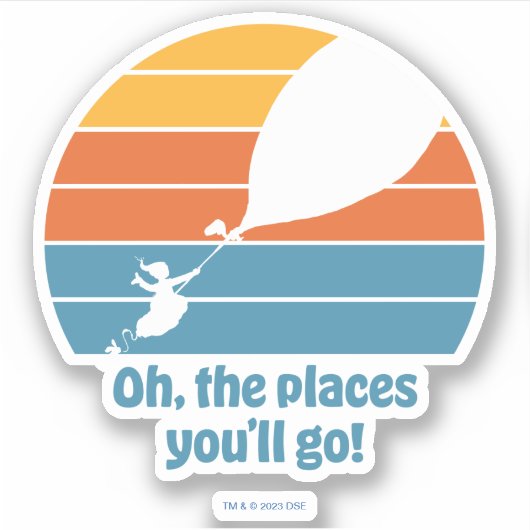 行くぞ！レトロ夕日 シール (正面)