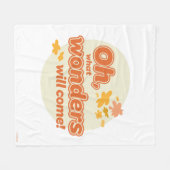 行くぞ！「何疑問に思の来望み」 フリースブランケット (正面(横))