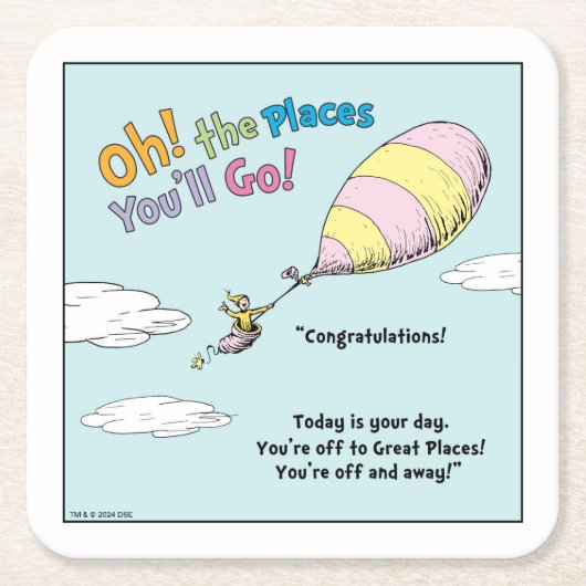 行くぞ！卒業 スクエアペーパーコースター (正面)