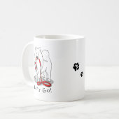行くぞ！（散歩のために）サモアイw赤いリーシュおもしろい コーヒーマグカップ (正面左)