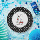 行くぞ!(散歩のために)サモアイw赤いリーシュおもしろい ペーパープレート (パーティー)