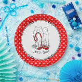 行くぞ!(散歩のために)サモアイw赤いリーシュおもしろい ペーパープレート (パーティー)