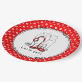 行くぞ！（散歩のために）サモアイw赤いリーシュおもしろい ペーパープレート (アングル)