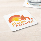 行くぞ！横向きタイポグラフィ スクエアペーパーコースター (アングル)