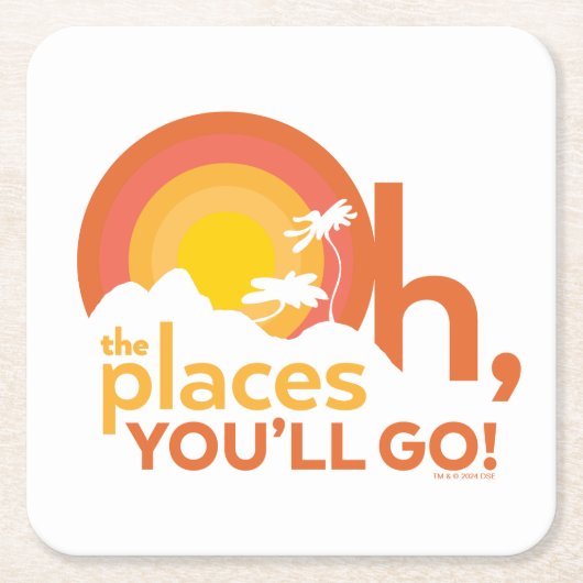 行くぞ！横向きタイポグラフィ スクエアペーパーコースター (正面)