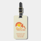 行くぞ！横向きタイポグラフィ ラゲッジタグ (正面縦)