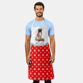 行くぞ！（歩く）パグ犬（淡い子鹿）カワイイ エプロン (着用した状態)