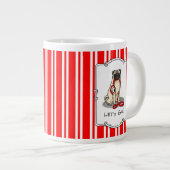行くぞ!(歩く)パグ犬(淡い子鹿)カワイイ ジャンボコーヒーマグカップ (正面右)